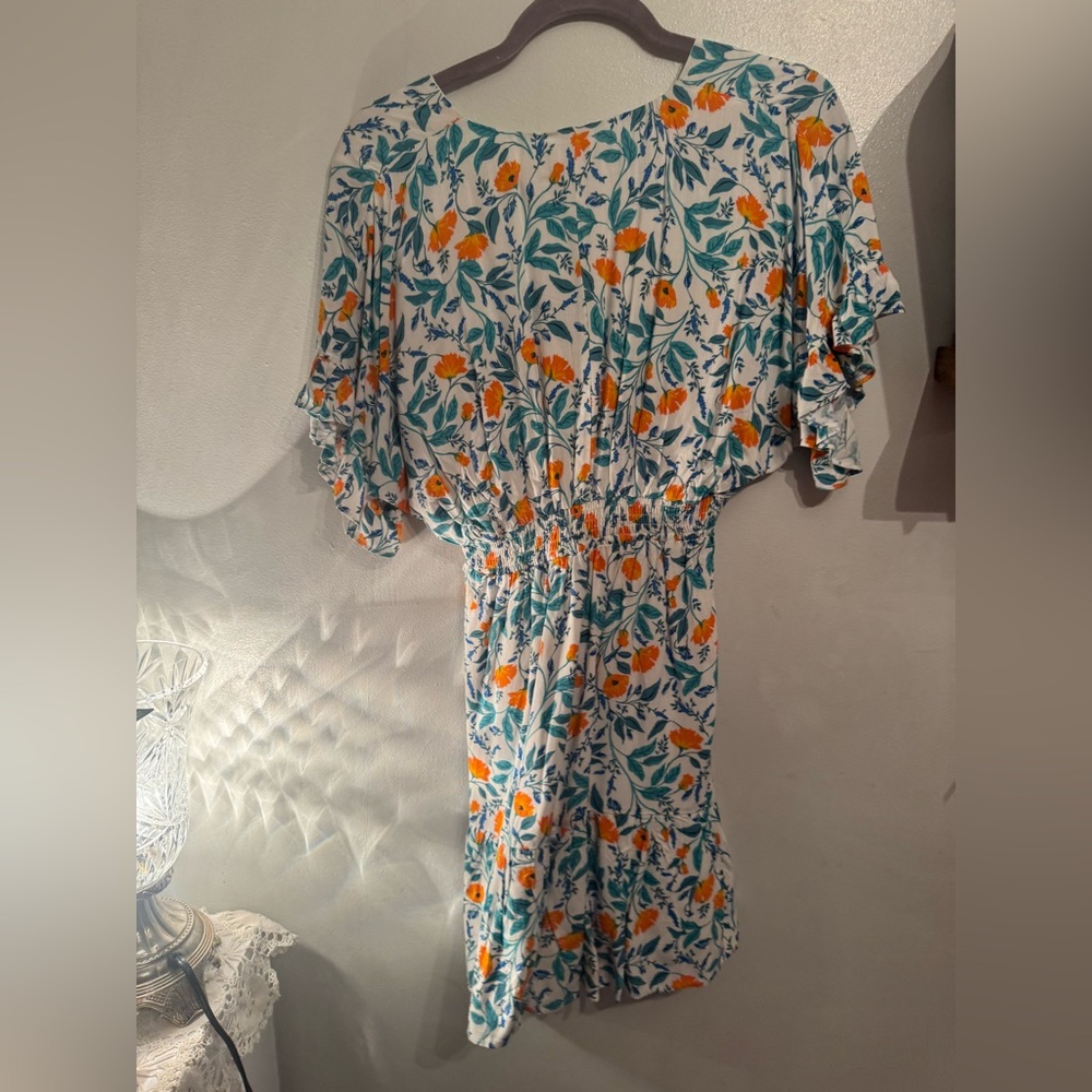 MINKPINK White and Orange Floral Midi Dress - Picture 3 of 3